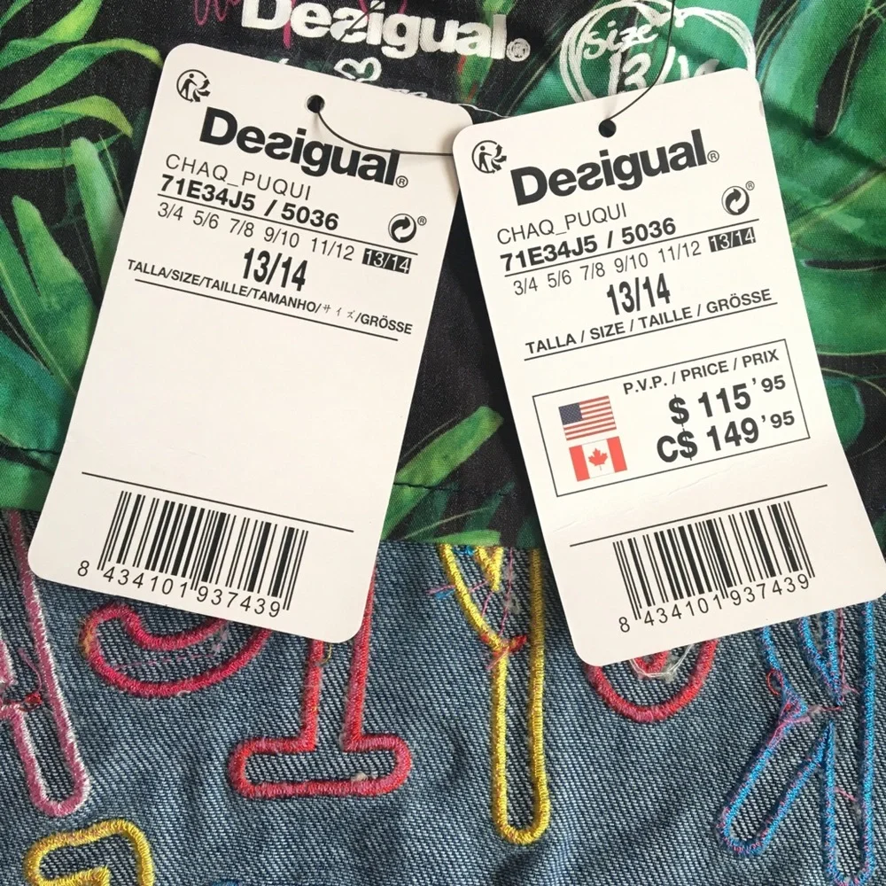 Desigual Girls Chaq Puqui Denim Jacket Size 13/14
